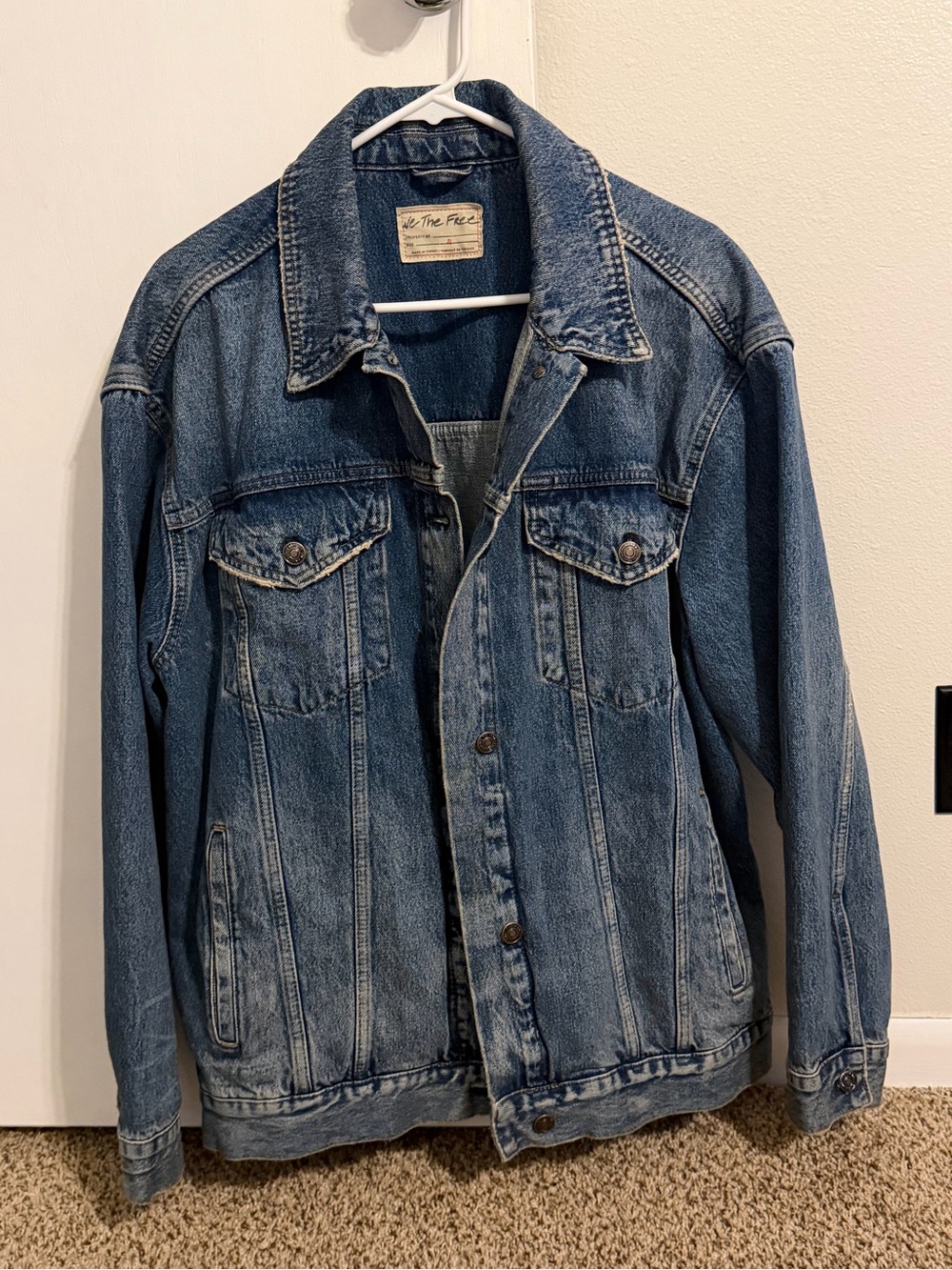 Free People Distressed Blue Denim Jacket